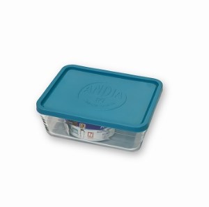 آندیا ظرف مستطیل درب دار آبی تکی