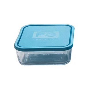 پرشین گلس ظرف مربع درب دارآبی تکی