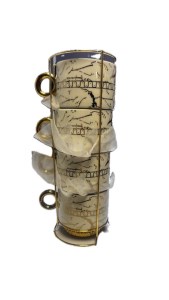 فشیون فنجان طلایی سفید 4 عددی استند دار