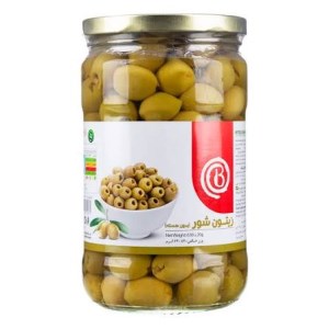 بیژن زیتون شور بی هسته شیشه 630گ