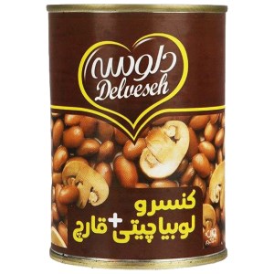 دلوسه کنسرو لوبیا چیتی با قارچ380 گ