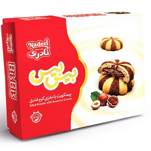نادری بیسکوییت مغزدار کرم فندقی پاکتی 110گ