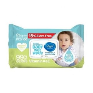 دافی دستمال مرطوب پاک کننده کودک اکسترا 100برگ درب دار*