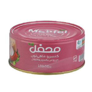 محفل کنسرو تن ماهی در روغن با سیر و فلفل 180گ