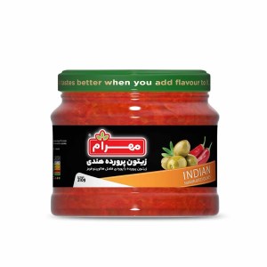 مهرام زیتون پرورده هندی شیشه 310 گرم