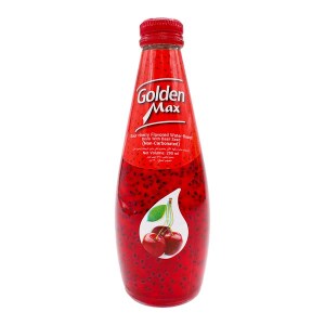 گلدن مکس نوشیدنی تخم شربتی آلبالو شیشه 290 میل