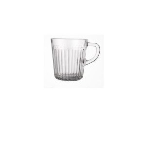 لیوان شیشه ای دسته دار شیاردار 280cc لیمون
