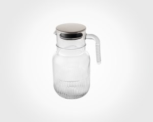 پارچ شیشه ای شیاردار 1/5لیتر درب استیل لیمون