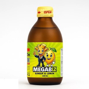 مگابیز نوشیدنی زنجبیل لیمو 240 میل شیشه