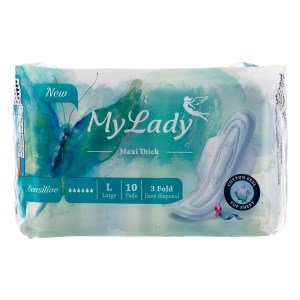 مای لیدی نوار بهداشتی بالدار کتانی فیروزه ای