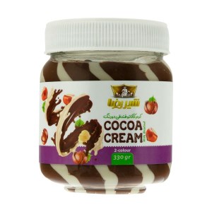 شیررضا کرم کاکائو فندقی دو رنگ شیشه 330گ