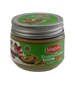 شیر رضا کرم کنجد پسته ای شیشه 200گ